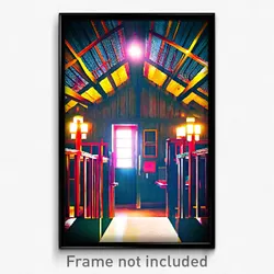 Pixel Art Poster - Showy Lodge (8 Bit Psychedelic Trippy Weird Video Game Print)