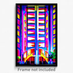 Pixel Art Poster - Vivid Hotel (8 Bit Psychedelic Trippy Weird Video Game Print)