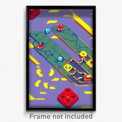 Pixel Art Poster - Flat Board Game (8 Bit Psychedelic Trippy Video Game Print)