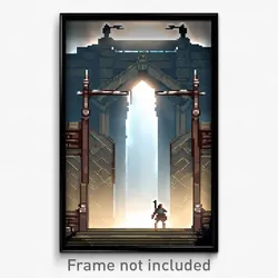 Pixel Art Poster - Warlike Gate (8 Bit Psychedelic Trippy Video Game Print)