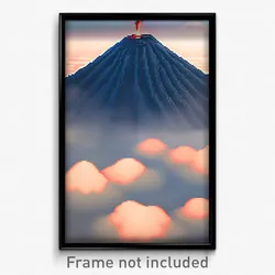 Pixel Art Poster - Thick Volcano (8 Bit Psychedelic Trippy Video Game Print)