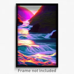 Pixel Art Poster - Stained Rapids (8 Bit Psychedelic Trippy Video Game Print)