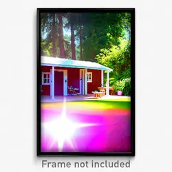 Pixel Art Poster - Blissful Outbuilding (8 Bit Psychedelic Video Game Print)