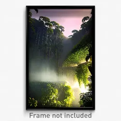 Pixel Art Poster - Deserted Rainforest (8 Bit Psychedelic Video Game Print)