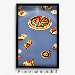 Pixel Art Poster - Circular Pizza (8 Bit Psychedelic Trippy Video Game Print)
