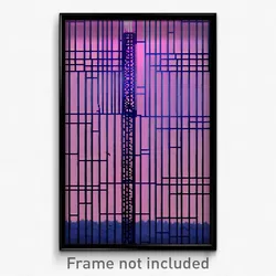 Pixel Art Poster - Digital Wire Frame Dam (8 Bit Psychedelic Video Game Print)