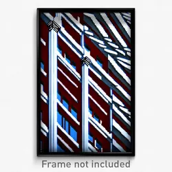 Pixel Art Poster - Zigzag American Architecture (8 Bit Video Game Print)
