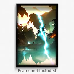 Pixel Art Poster - Thunderous Badland (8 Bit Psychedelic Video Game Print)