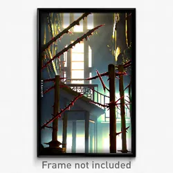 Pixel Art Poster - Thorny Manse (8 Bit Psychedelic Trippy Video Game Print)