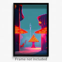 Pixel Art Poster - Red Fief (8 Bit Psychedelic Trippy Weird Video Game Print)