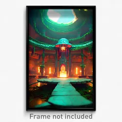 Pixel Art Poster - Monstrous Exotic Area (8 Bit Psychedelic Video Game Print)