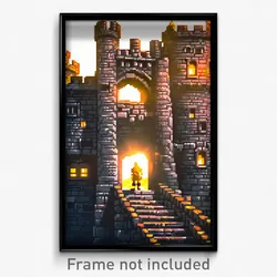 Pixel Art Poster - Rich Castle (8 Bit Psychedelic Trippy Weird Video Game Print)