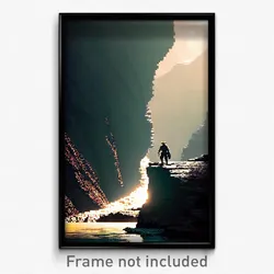 Pixel Art Poster - Dark Canyon (8 Bit Psychedelic Trippy Weird Video Game Print)