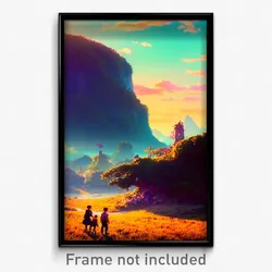 Pixel Art Poster - Treasured Land (8 Bit Psychedelic Trippy Video Game Print)