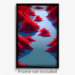 Pixel Art Poster - Red Swamp (8 Bit Psychedelic Trippy Weird Video Game Print)