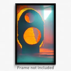 Pixel Art Poster - Orange Portal (8 Bit Psychedelic Trippy Video Game Print)
