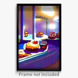 Pixel Art Poster - Distorted Bakery (8 Bit Psychedelic Trippy Video Game Print)