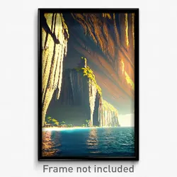 Pixel Art Poster - Magnificent Cliff (8 Bit Psychedelic Trippy Video Game Print)