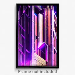 Pixel Art Poster - Anime Like Futuristic Architecture (8 Bit Video Game Print)