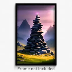 Pixel Art Poster - Dreary Cairn (8 Bit Psychedelic Trippy Video Game Print)