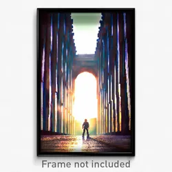 Pixel Art Poster - Agitated Aquaduct (8 Bit Psychedelic Trippy Video Game Print)