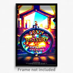 Pixel Art Poster - Crazy Treasury (8 Bit Psychedelic Trippy Video Game Print)