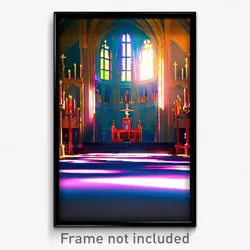 Pixel Art Poster - Villainous Chapel (8 Bit Psychedelic Trippy Video Game Print)
