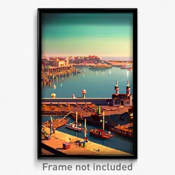 Pixel Art Poster - Dry Harbour (8 Bit Psychedelic Trippy Weird Video Game Print)