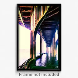 Pixel Art Poster - Bold Viaduct (8 Bit Psychedelic Trippy Video Game Print)