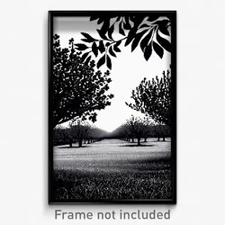 Pixel Art Poster - Black And White Orchard (8 Bit Psychedelic Video Game Print)