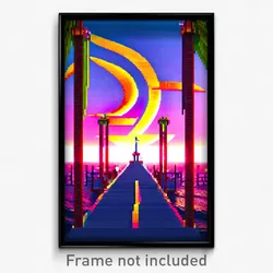 Pixel Art Poster - Brilliant Cay (8 Bit Psychedelic Trippy Video Game Print)