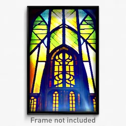 Pixel Art Poster - Heavenly Stained Glass (8 Bit Psychedelic Video Game Print)