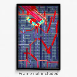 Pixel Art Poster - Wire Frame Glitchy Board Game (8 Bit Video Game Print)