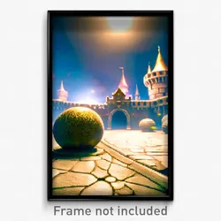 Pixel Art Poster - Spherical Castle (8 Bit Psychedelic Trippy Video Game Print)