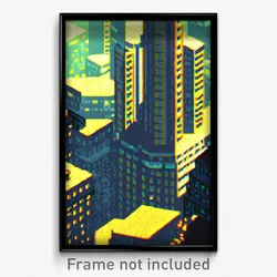 Pixel Art Poster - Bumpy Metropolis (8 Bit Psychedelic Trippy Video Game Print)