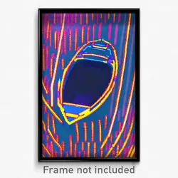 Pixel Art Poster - Wire Frame Glitchy Boat (8 Bit Psychedelic Video Game Print)
