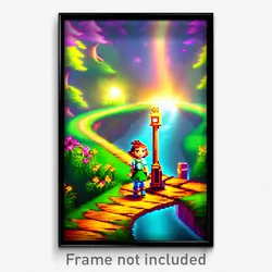 Pixel Art Poster - Enchanted Crossing (8 Bit Psychedelic Video Game Print)