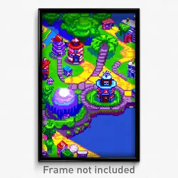 Pixel Art Poster - Measly Town (8 Bit Psychedelic Trippy Weird Video Game Print)