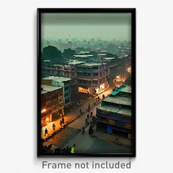Pixel Art Poster - Dreary Indian City (8 Bit Psychedelic Video Game Print)