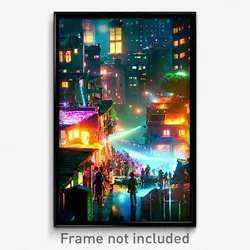 Pixel Art Poster - Dazzling Slum (8 Bit Psychedelic Trippy Video Game Print)