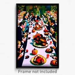 Pixel Art Poster - Large Thanksgiving (8 Bit Psychedelic Video Game Print)
