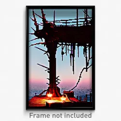 Pixel Art Poster - Thorny Port (8 Bit Psychedelic Trippy Weird Video Game Print)