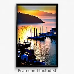 Pixel Art Poster - Enchanting Harbour (8 Bit Psychedelic Video Game Print)
