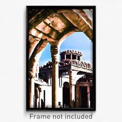 Pixel Art Poster - Urban Ancient Architecture (8 Bit Video Game Print)