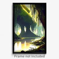 Pixel Art Poster - Gracious Swamp (8 Bit Psychedelic Trippy Video Game Print)