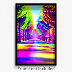 Pixel Art Poster - Colorful Avenue (8 Bit Psychedelic Trippy Video Game Print)