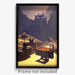 Pixel Art Poster - Lonely Mine (8 Bit Psychedelic Trippy Weird Video Game Print)