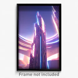 Pixel Art Poster - Graceful Futuristic Architecture (8 Bit Video Game Print)
