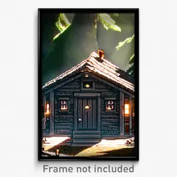 Pixel Art Poster - Warlike Cabin (8 Bit Psychedelic Trippy Video Game Print)