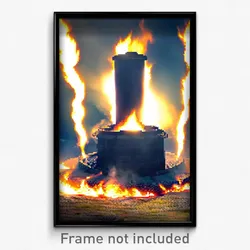 Pixel Art Poster - Fluffy Furnace (8 Bit Psychedelic Trippy Video Game Print)